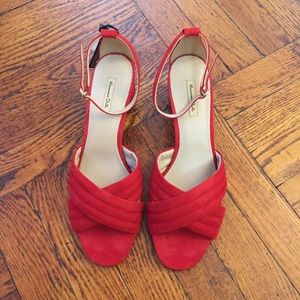 NWT Massimo Dutti Red Quilted Heeled Sandals